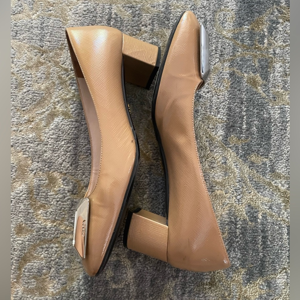 Authentic Prada Rose-Nude Patent Leather Block Heels (36) - Picture 5 of 10